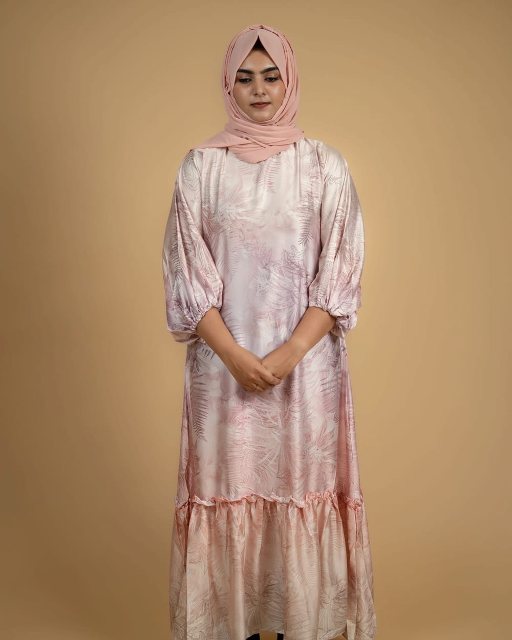 Beige Celestial Pleated Set