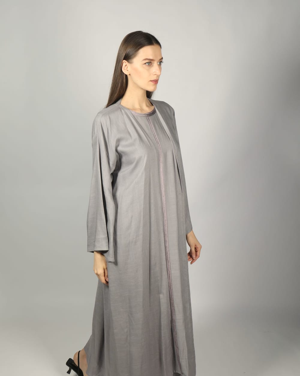 flowy abaya with lace detail