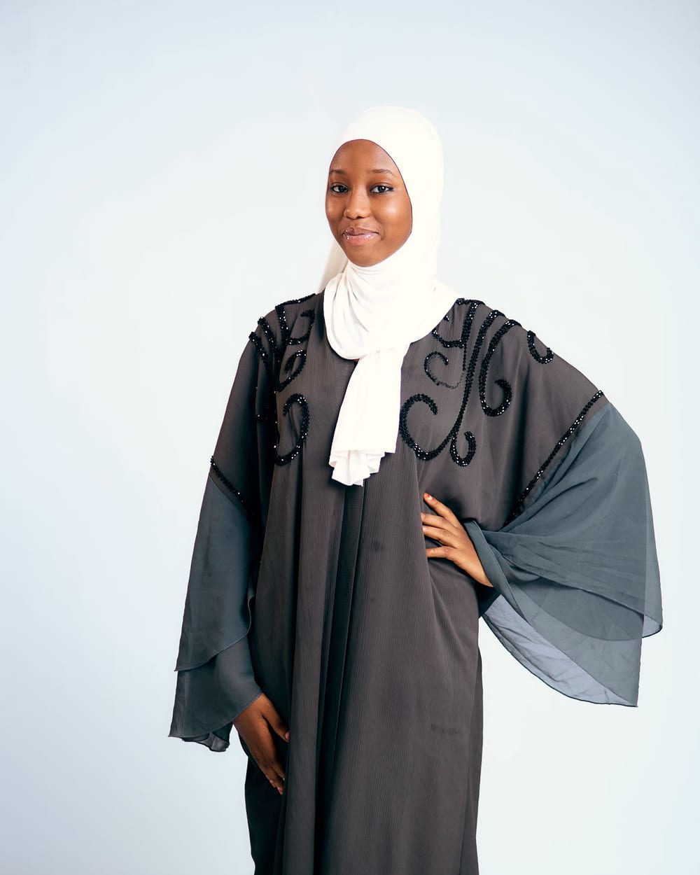 Soft crushed fabric abaya black
